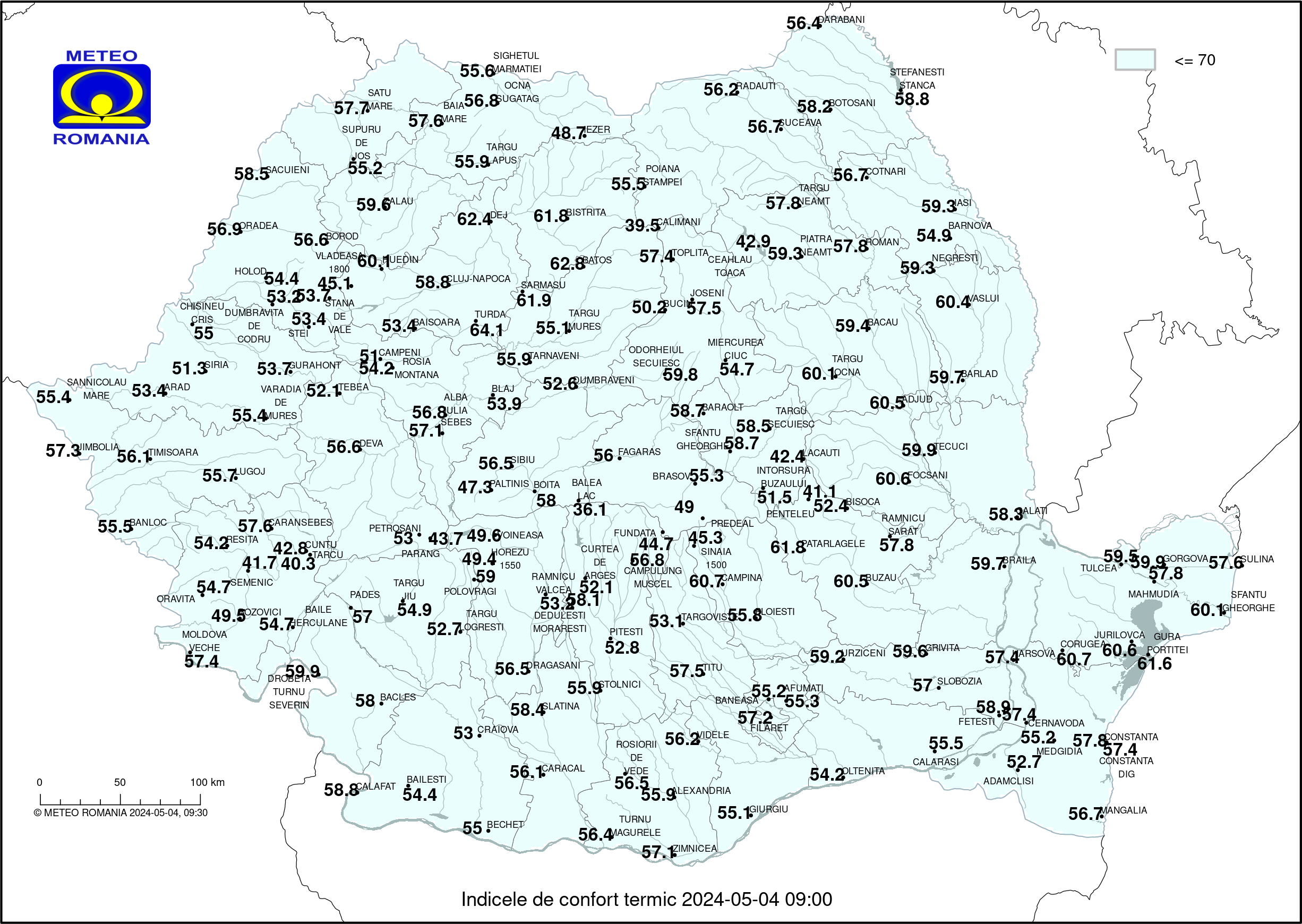 Temperaturi ora 14 #Romania (2 pm o'clock Romania temperature)